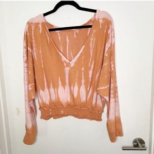 Anthropologie Saturday Sunday Orange Tie Dye long sleeve Top medium